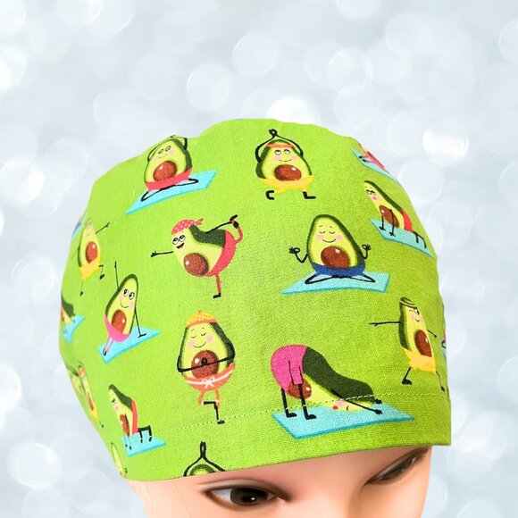 PREMIUM Avocado Yoga~ Euro Style Scrub Cap, CNA,PA,NP, Vet, Tech, Gift - Picture 2 of 3